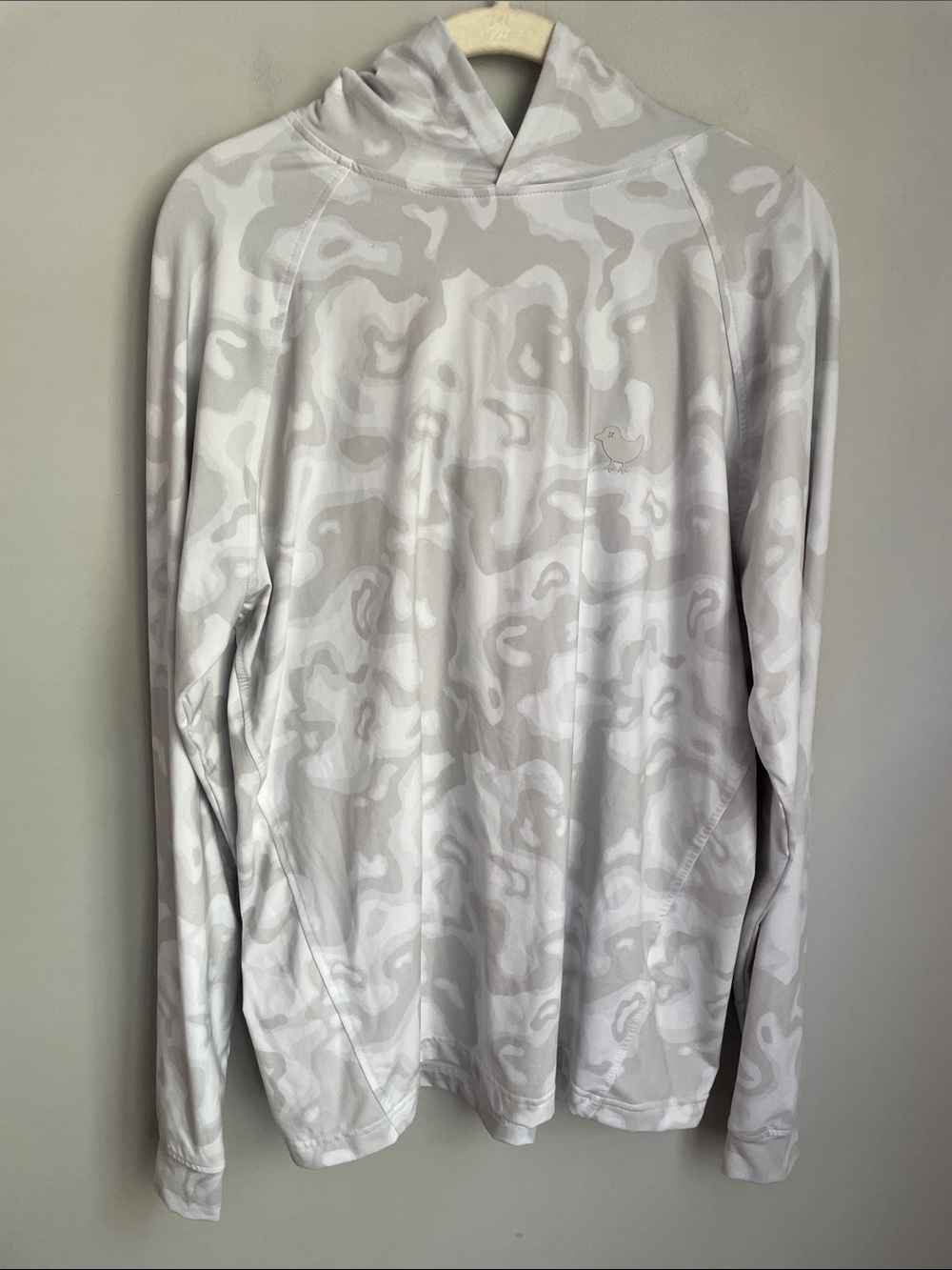 Bad Birdie Light Gray Camo Print Pullover Hoodie Size Small